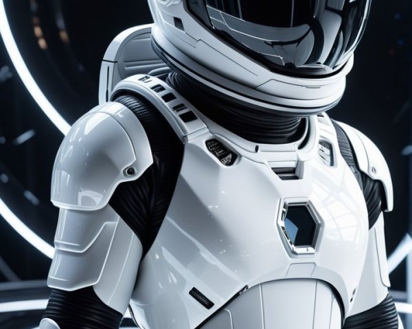 Futuristic Astronaut in Advanced Space Suit Design
