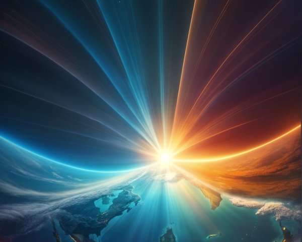 Digital Illustration of Earth from Space at Sunrise