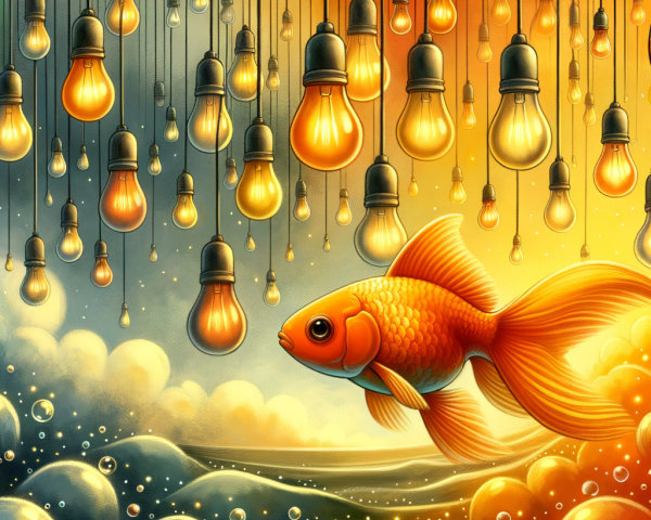 Vibrant Goldfish in Dreamy Underwater Landscape