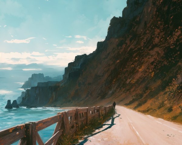 Coastal Path Along Steep Cliffs and Vibrant Ocean