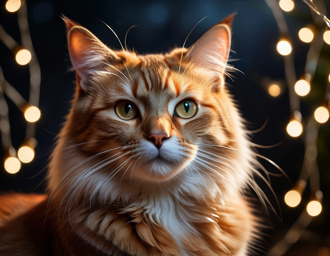 Close-up of an orange tabby cat with green eyes