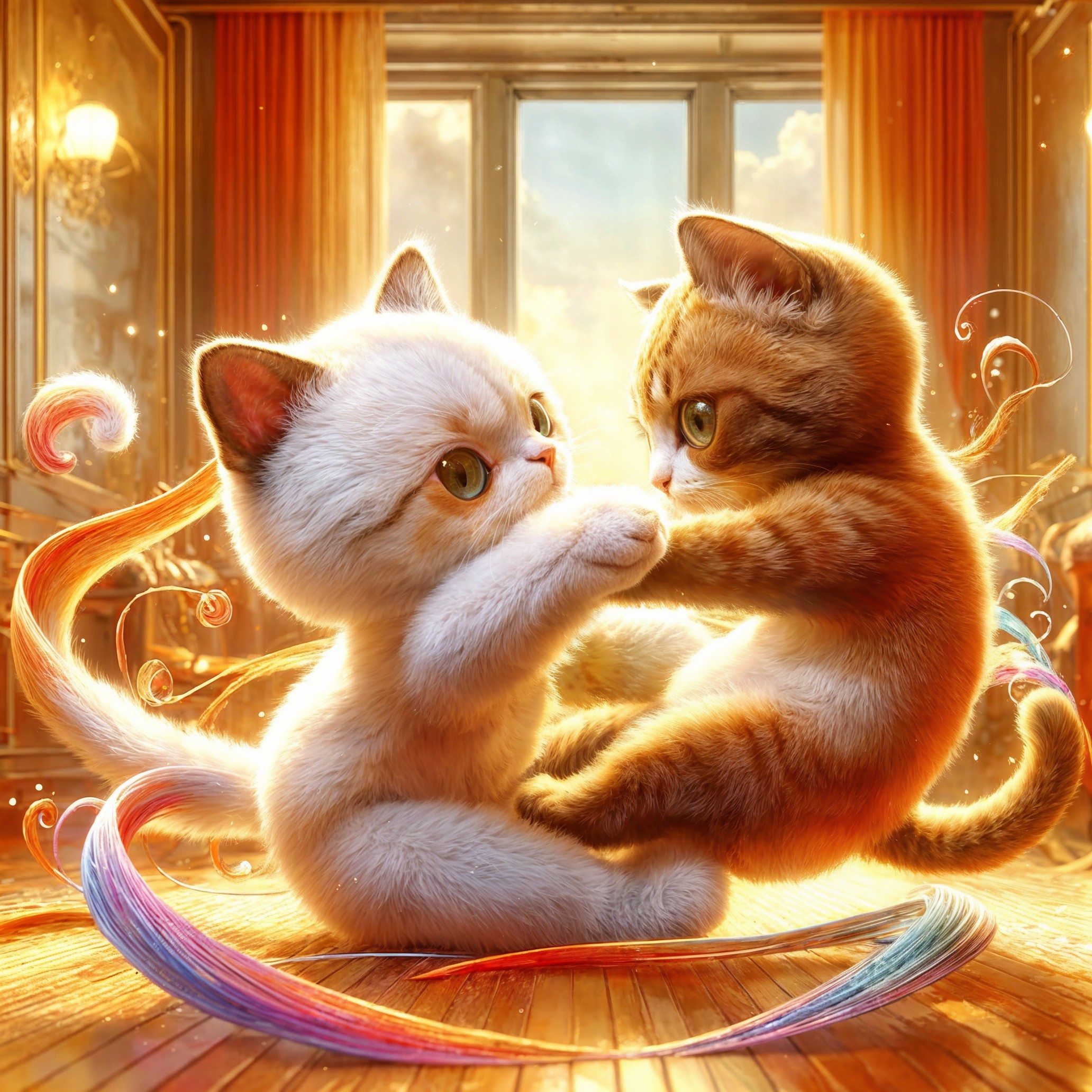 Playful Kittens in a Magical Glow