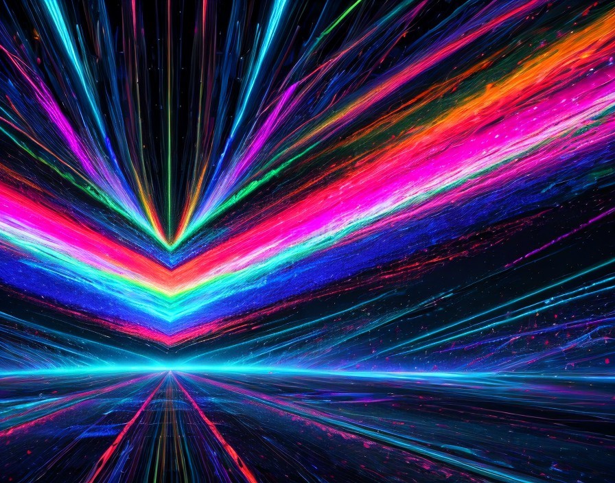 Vibrant Multicolored Light Trails in Dark Space