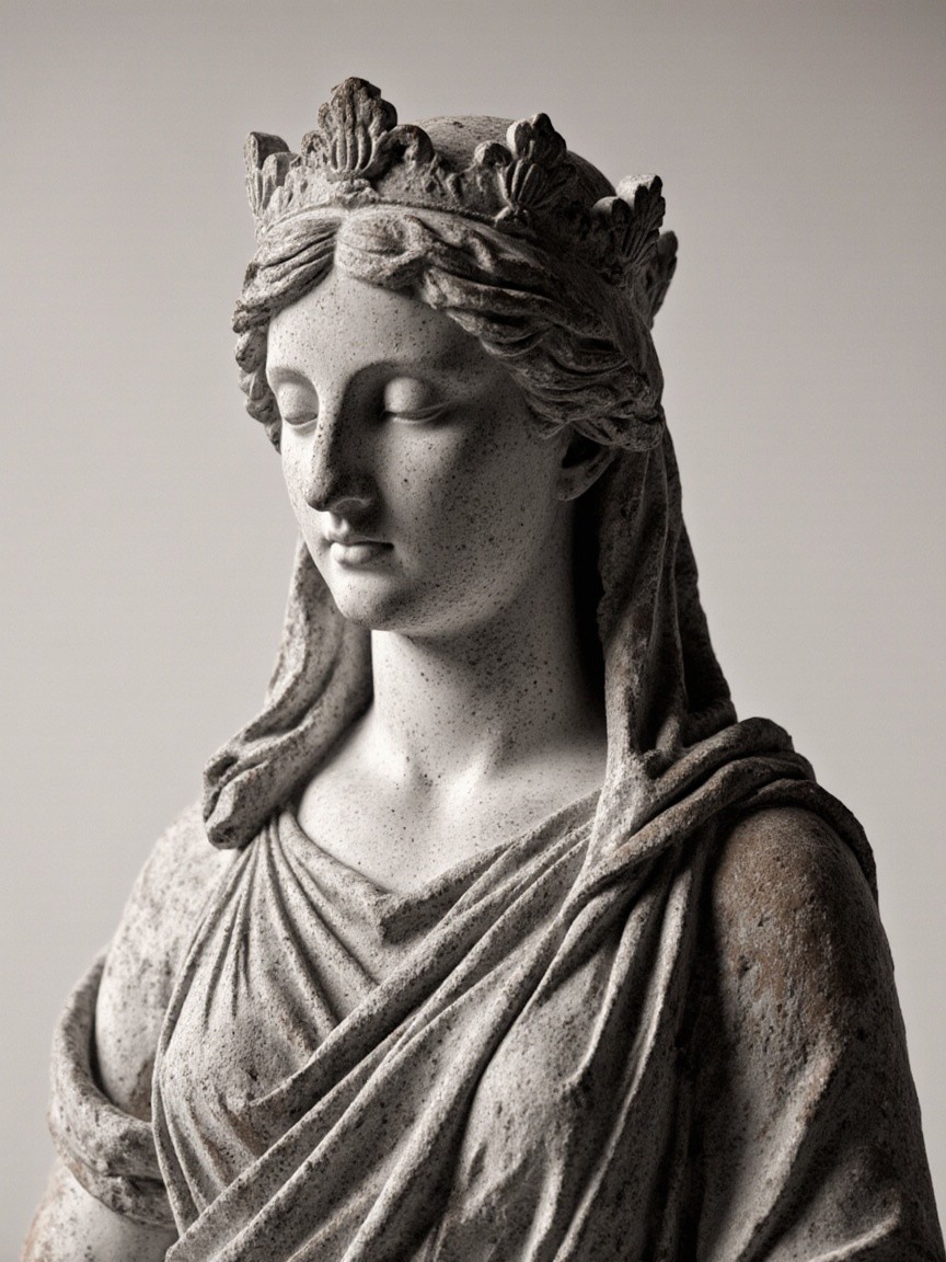 Detailed Statue of a Woman in Flowing Robes