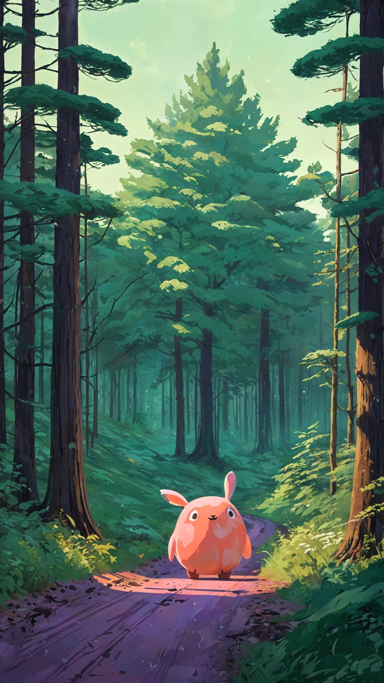 Whimsical Bunny Creature in a Lush Forest