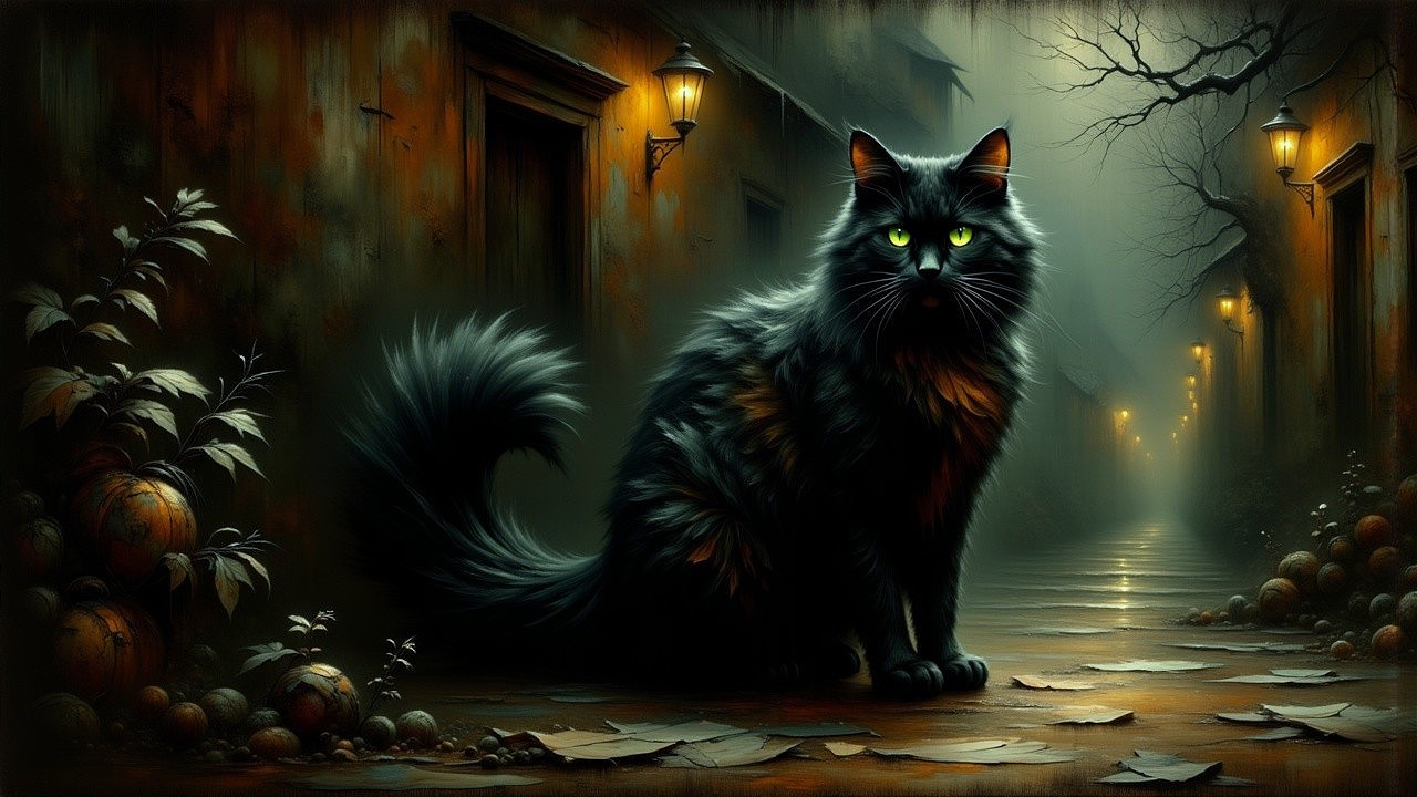 Enchanted Night: The Glowing-Eyed Cat