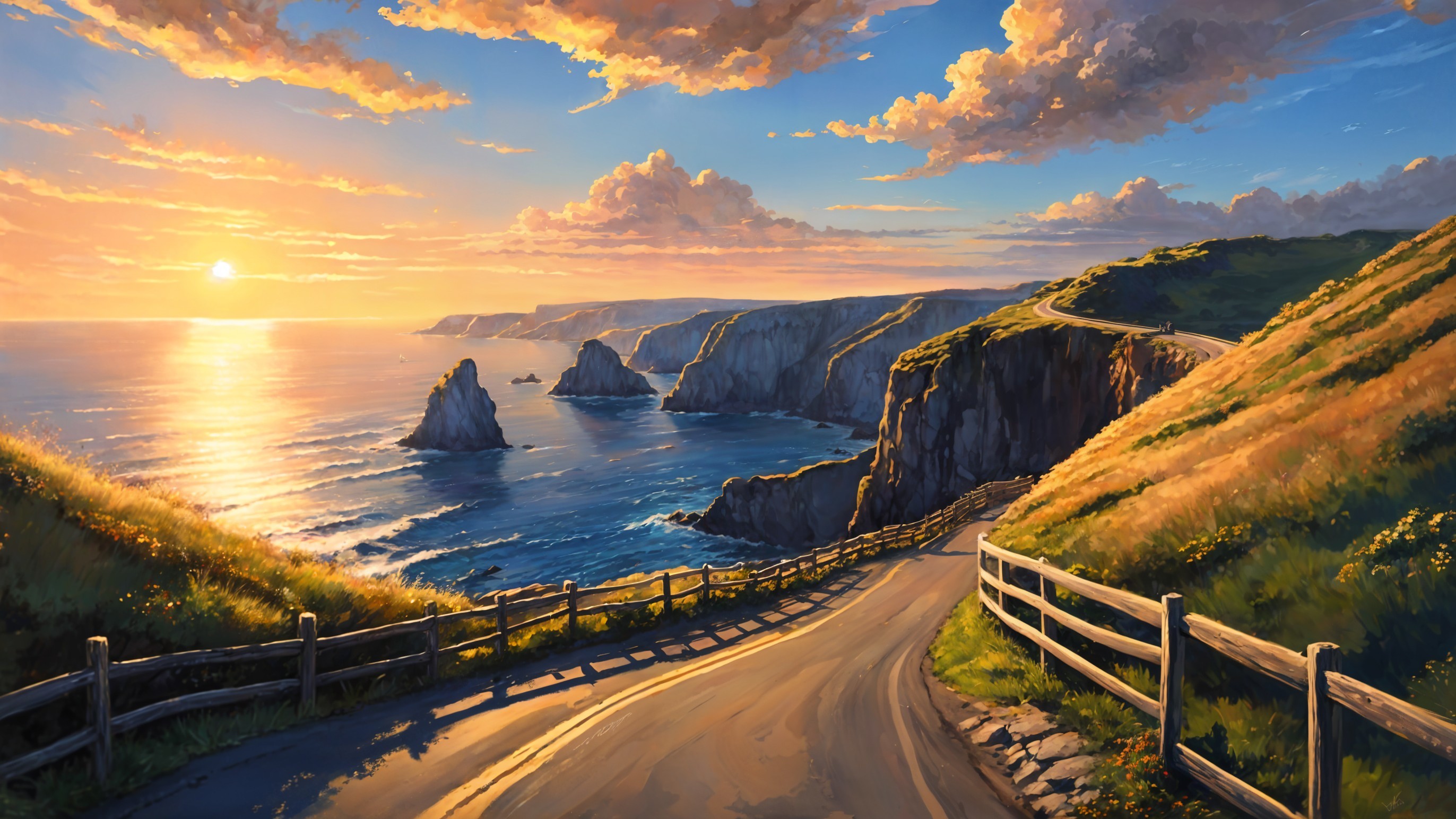 Coastal Sunset Over Majestic Cliffs