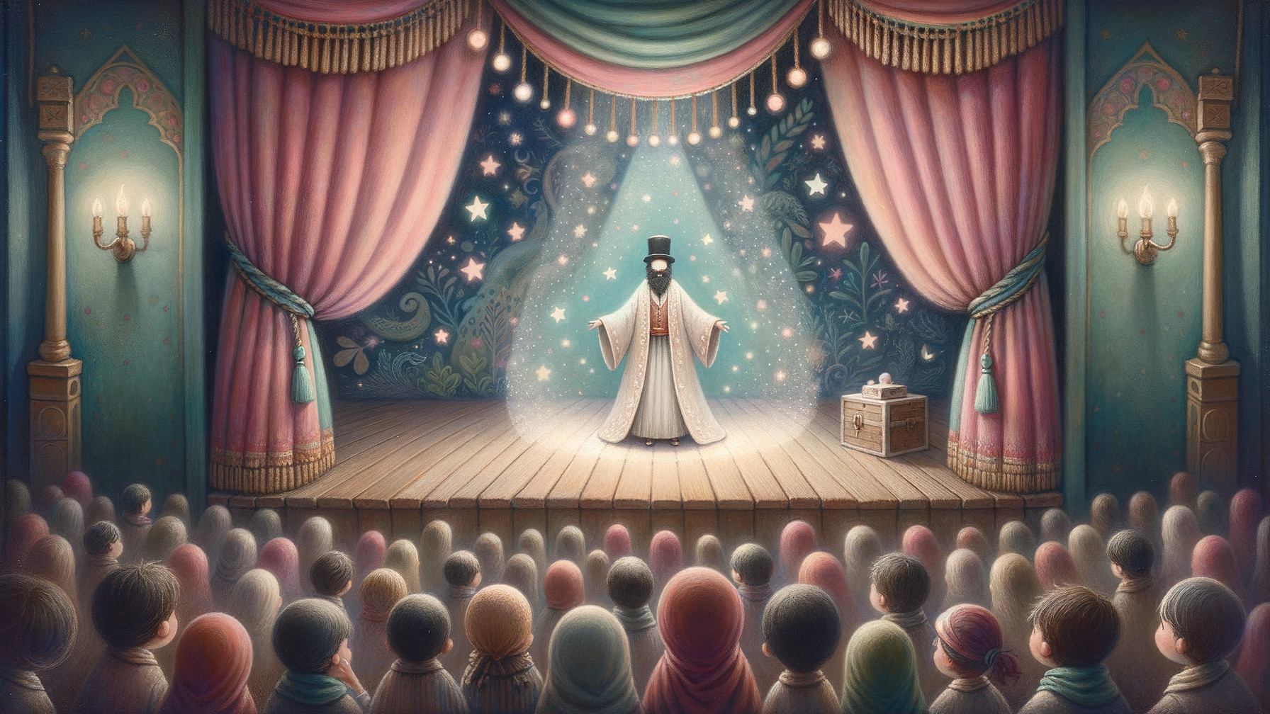 Mystical Performer in Enchanting Theater Setting