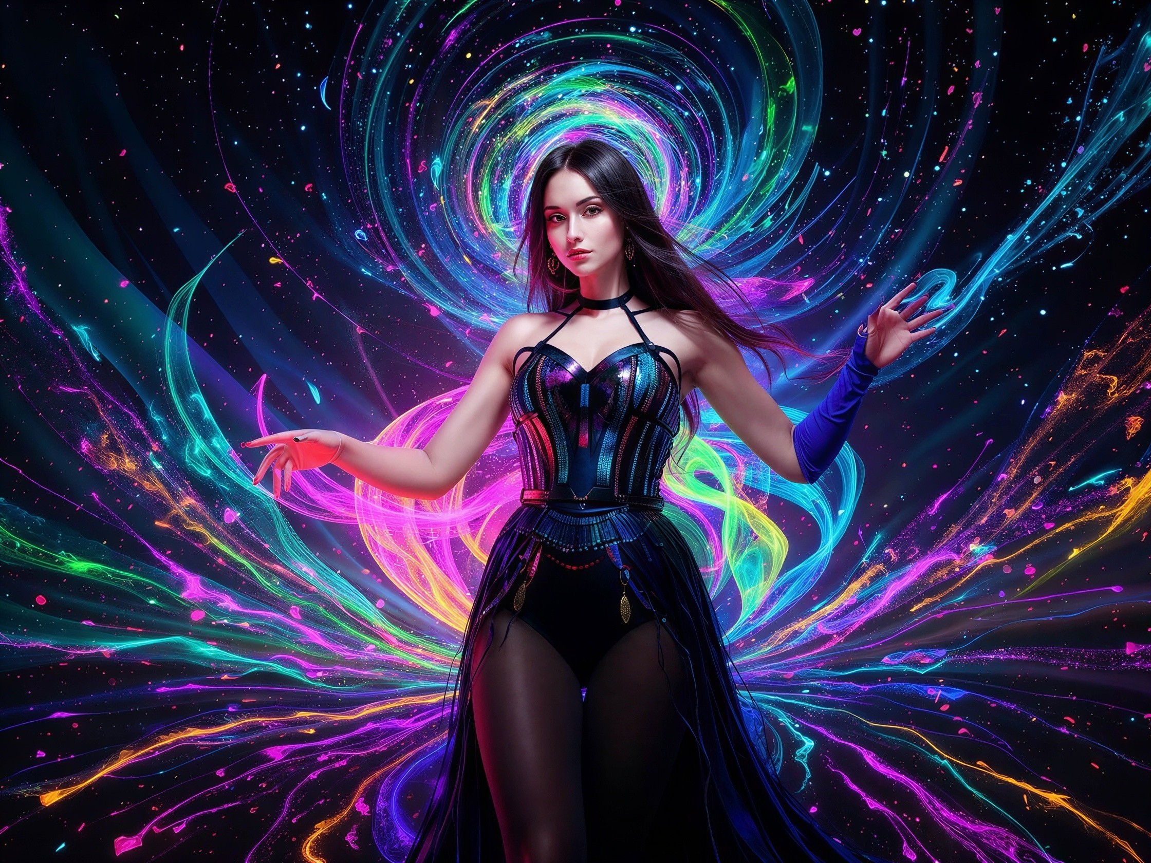 Digital Art Portrait of a Woman in a Galaxy Setting