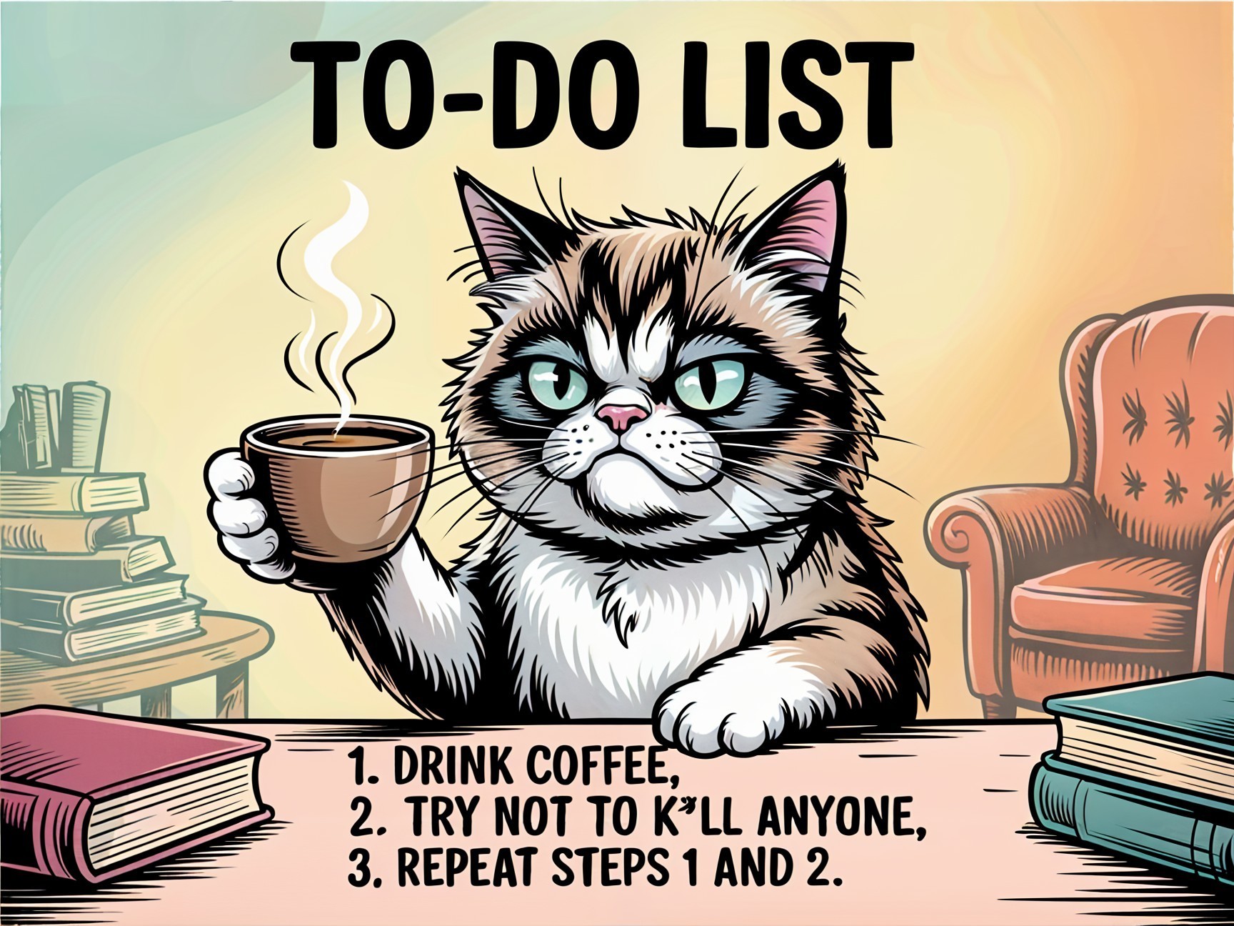 Coffee Cat's Playful To-Do List