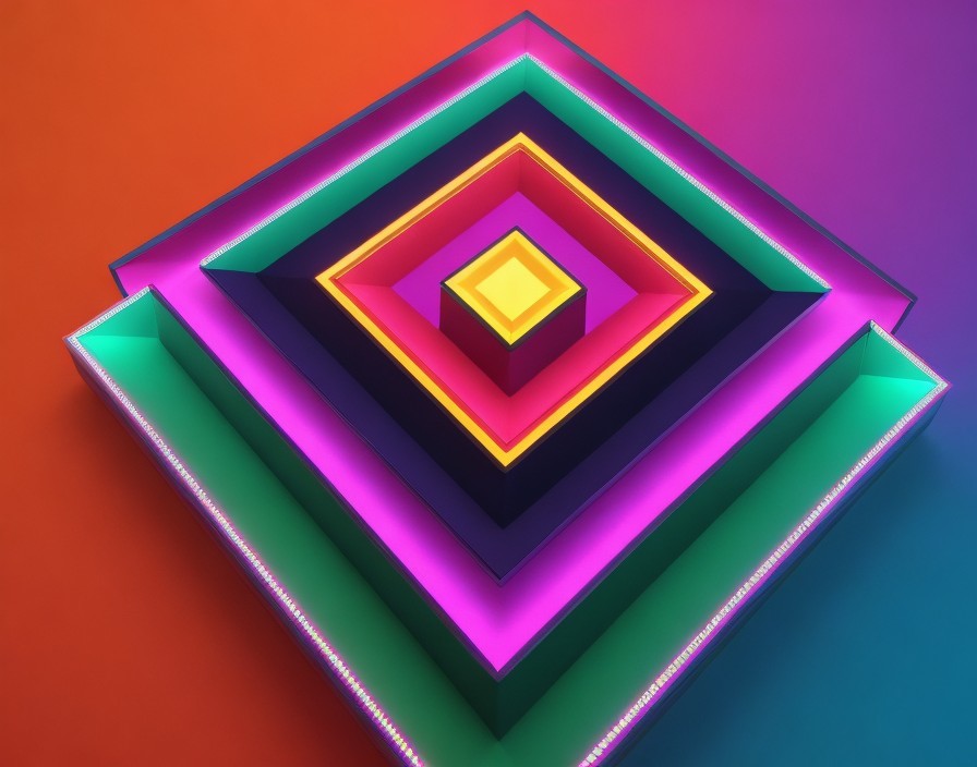 Colorful Concentric Squares and Rhombuses Composition