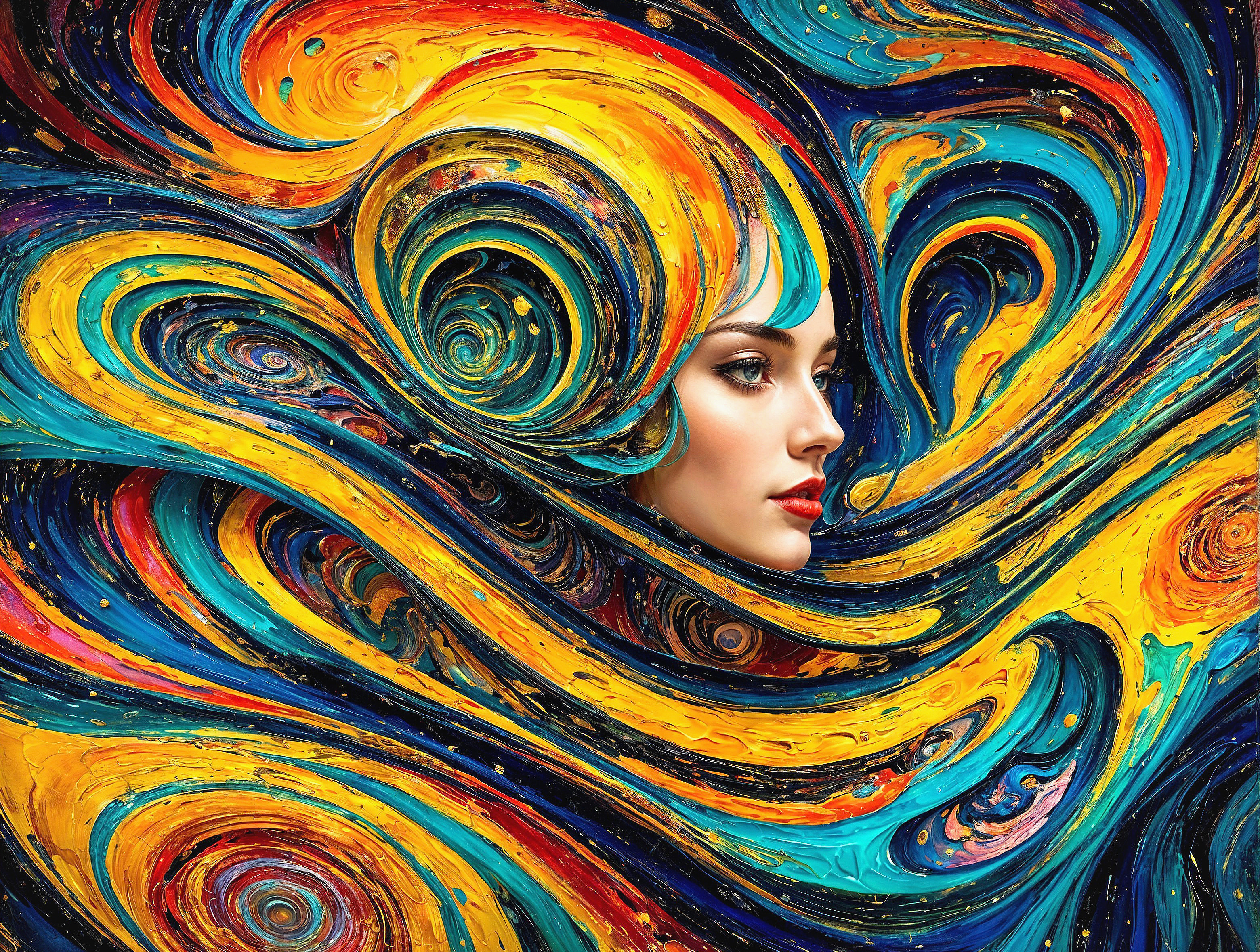 Abstract Portrait of a Woman in Vibrant Colors