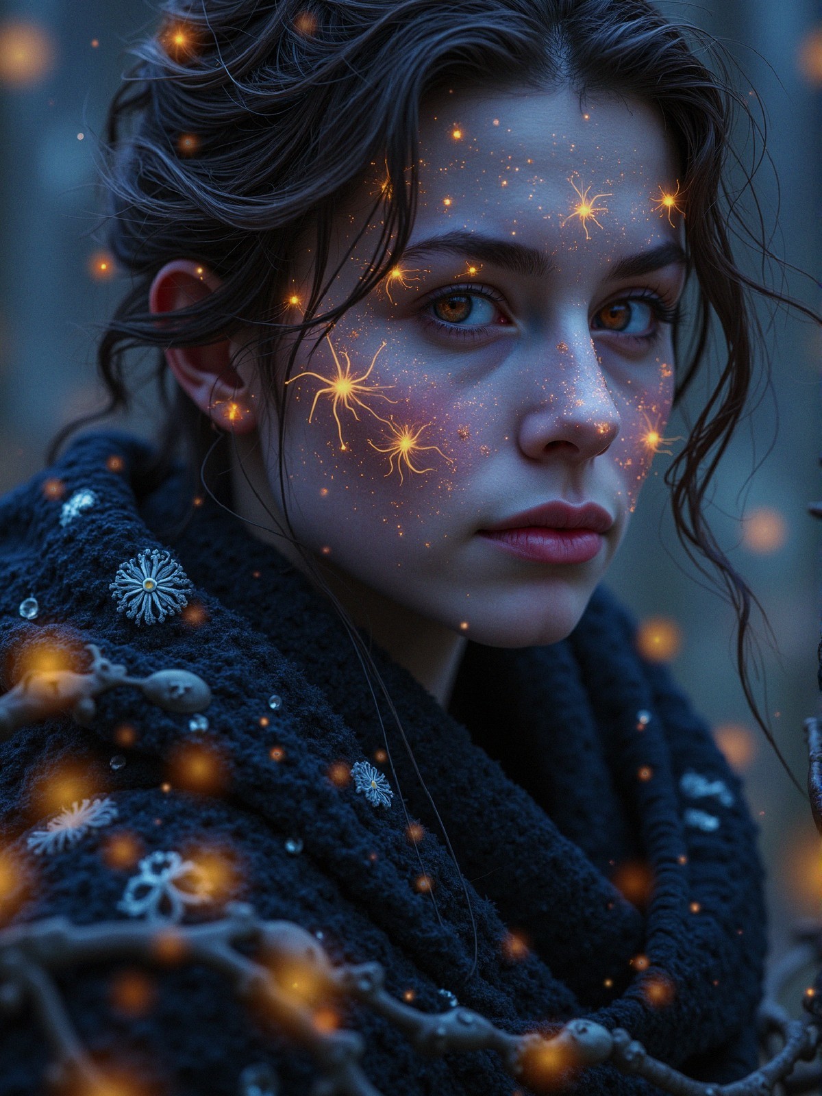 Close-up Portrait of a Young Woman in Ethereal Light