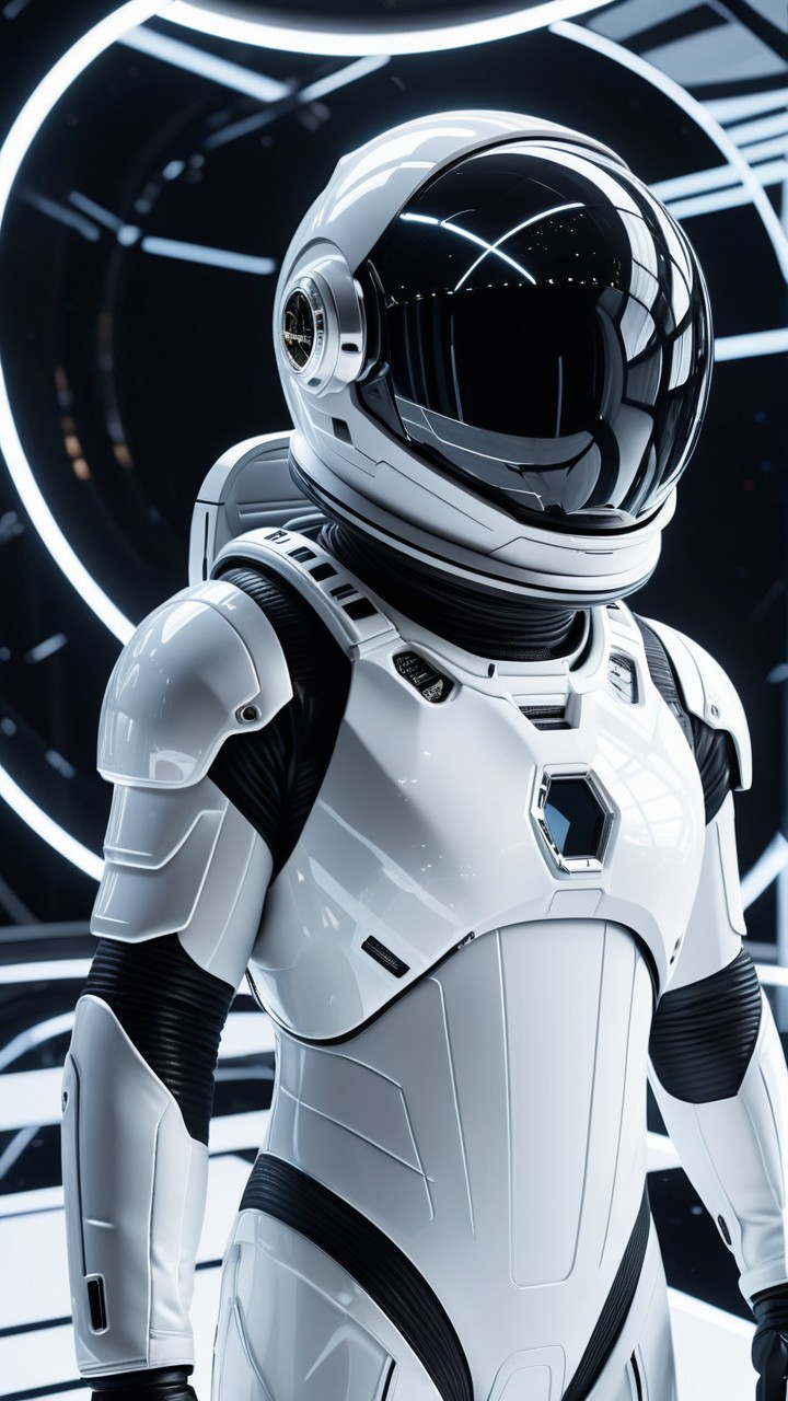 Futuristic Astronaut in Advanced Space Suit Design