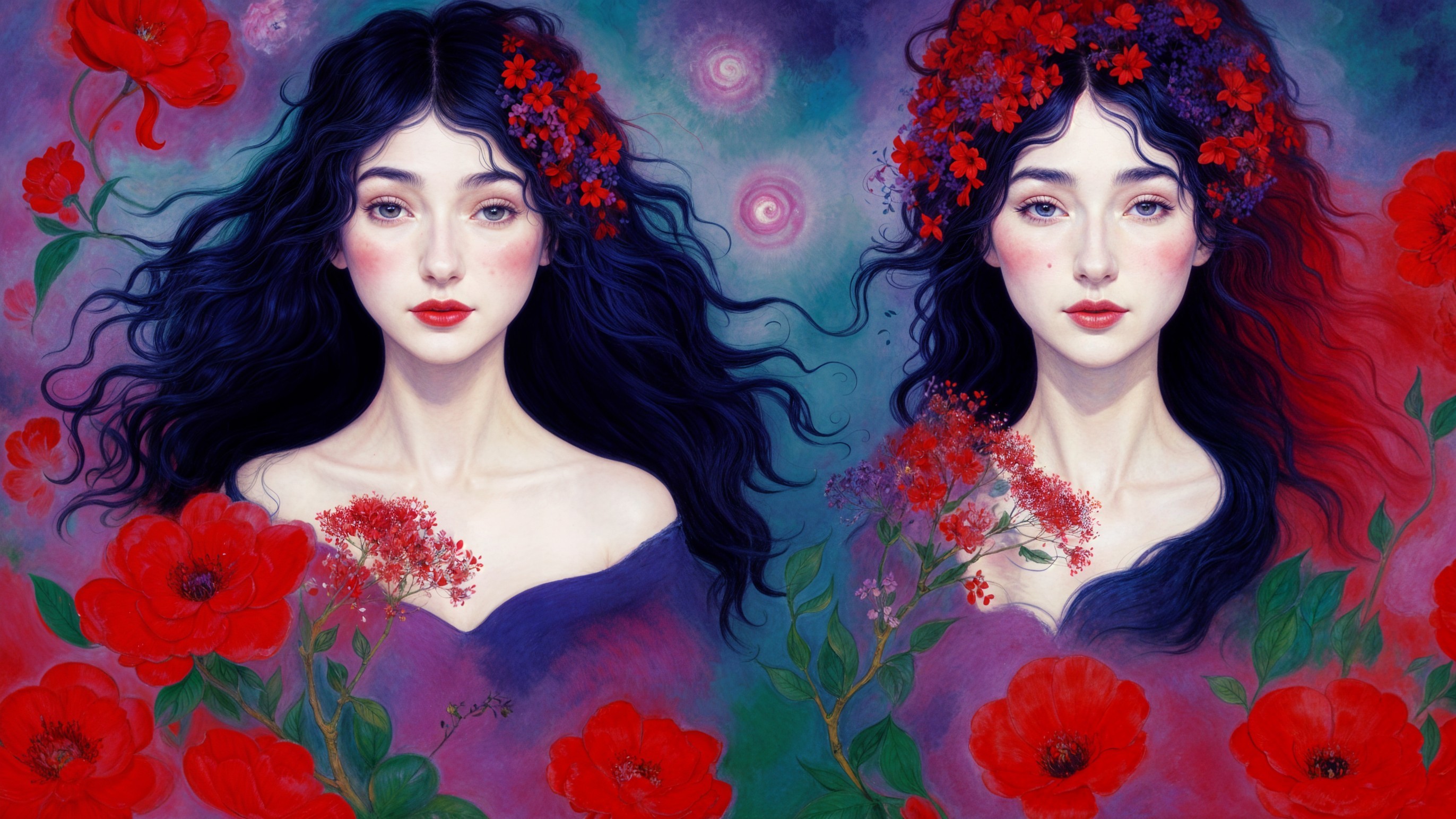 Ethereal Women Amidst Vibrant Poppies