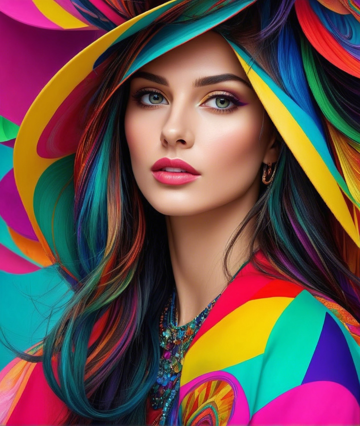 Vibrant Portrait of a Colorful Woman