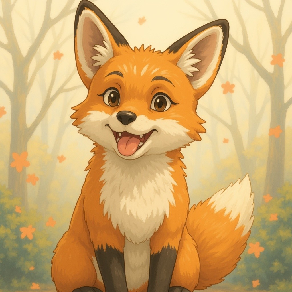 Playful Fox in a Dreamy Forest Scene