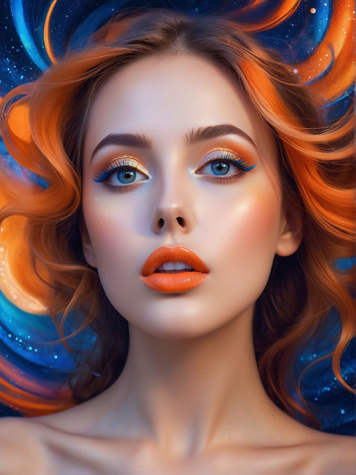Close-Up Portrait of Young Woman with Orange Hair