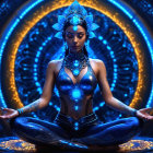 Serene Figure in Meditative Pose with Blue Attire
