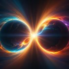 Cosmic Scene with Two Glowing Planets in Space