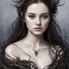 Ethereal figure with antlers and mystical pendant