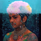 Portrait with Cloud-Like Headpiece and Jewelry Details