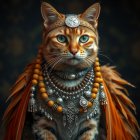 Majestic Cat in Regal Jewelry and Cape Display