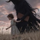 Surreal Landscape with Child and Shadowy Figure