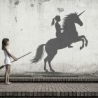 Full body shot of a young girl with long dark hair