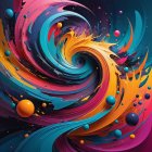 Vibrant Abstract Composition with Dynamic Colors and Shapes