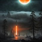 Majestic Rocket Launch in Dramatic Night Sky