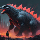 Colossal Monster Overlooks Devastated Cityscape