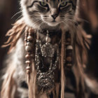 Regal Cat with Intricate Jewelry and Headpiece