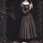 Ethereal Gothic Scene with Young Women in Dark Dresses