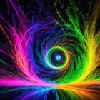 Vibrant Cosmic Fractal Art with Colorful Vortex