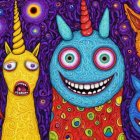 Vibrant Surreal Scene with Whimsical Creatures