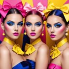 Glamorous Women with Bold Makeup and Accessories