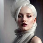 Elegant Portrait of a Woman with White Hair and Makeup