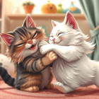 Kittens Playfully Tussle on Cozy Area Rug