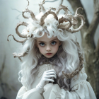 Young girl in mystical forest with enchanting features
