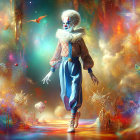 Whimsical Clown in a Colorful Fantastical Environment