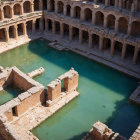 Ancient Ruin with Rectangular Pool and Brick Structures