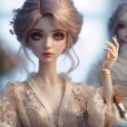 Ethereal Doll-like Figures Surrounded by Pastel Flowers