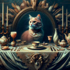 Regal Cat in Luxurious Dining Room Setting