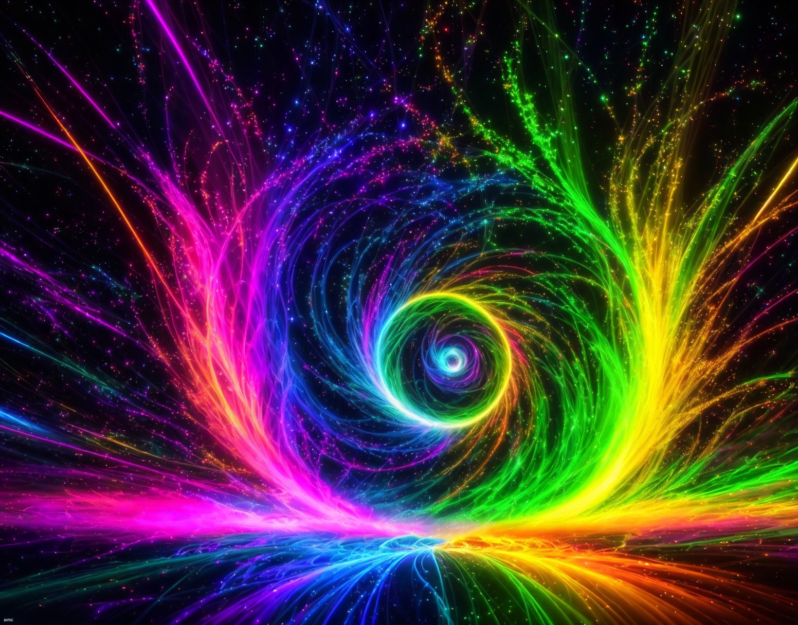 Vibrant Cosmic Fractal Art with Colorful Vortex