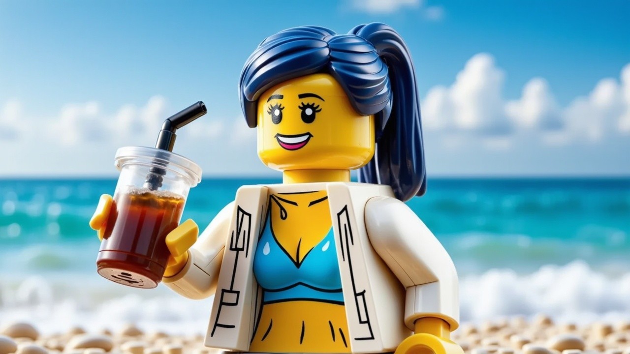 Beach Bliss with a Cheerful LEGO Figure