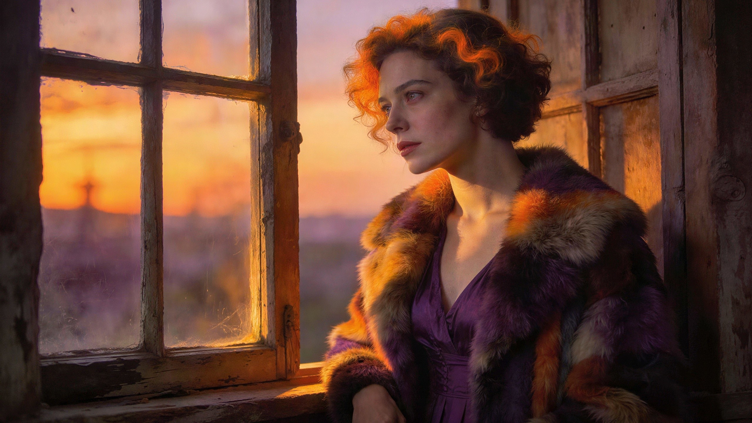 Hyperrealistic portrait of a woman by a window