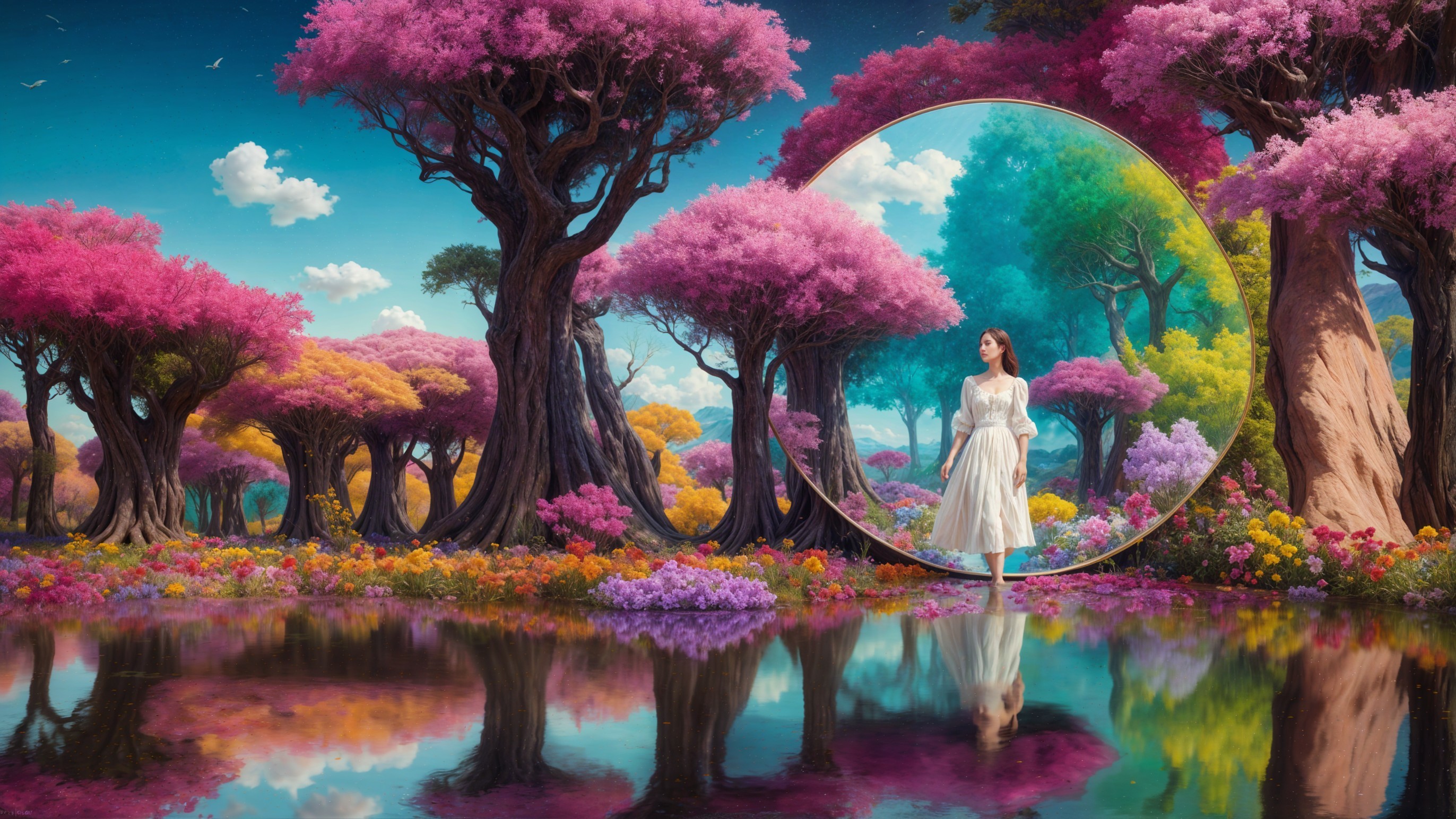 Serene landscape with vibrant trees and tranquil river