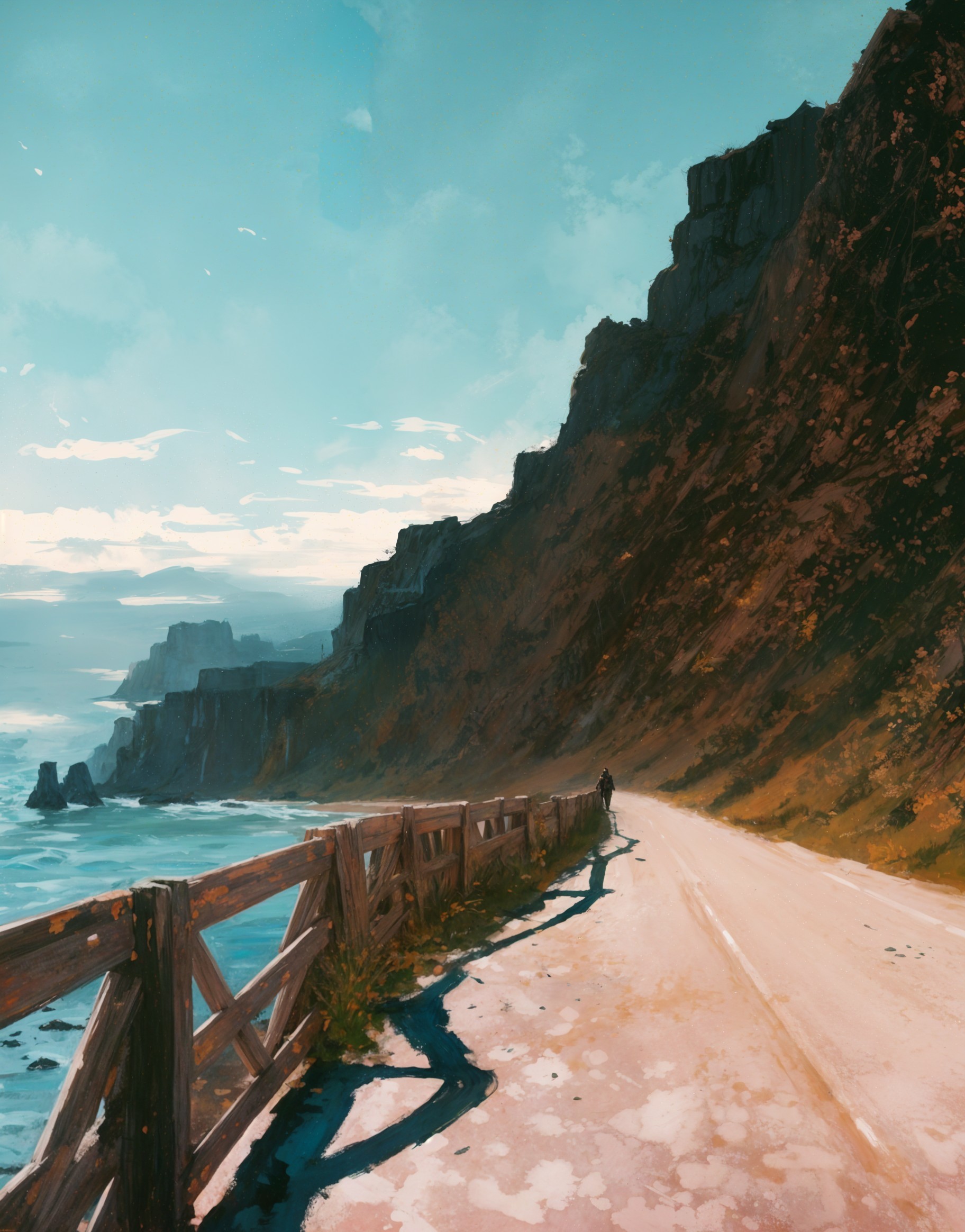 Coastal Path Along Steep Cliffs and Vibrant Ocean