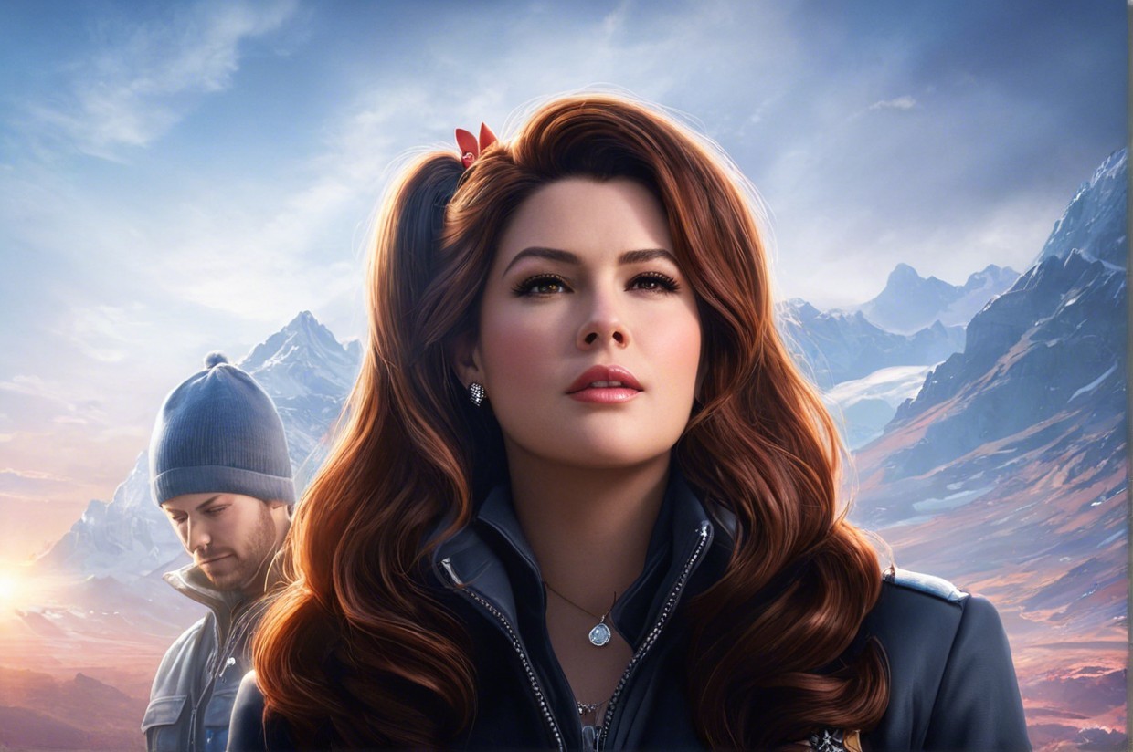 Woman in Stylish Jacket Against Mountainous Backdrop
